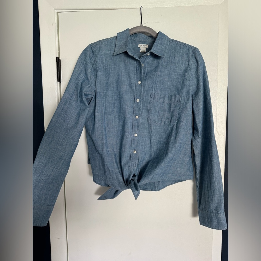 J Crew Denim Button down tie waist NWT Size M
